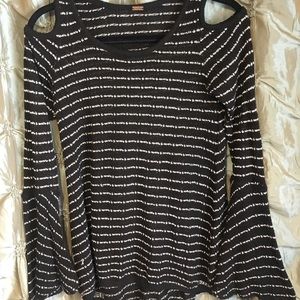 Poof Blue and White Cold Shoulder Sweater M